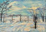 Waldemar Rosler Landscape in lights fields in the winter oil